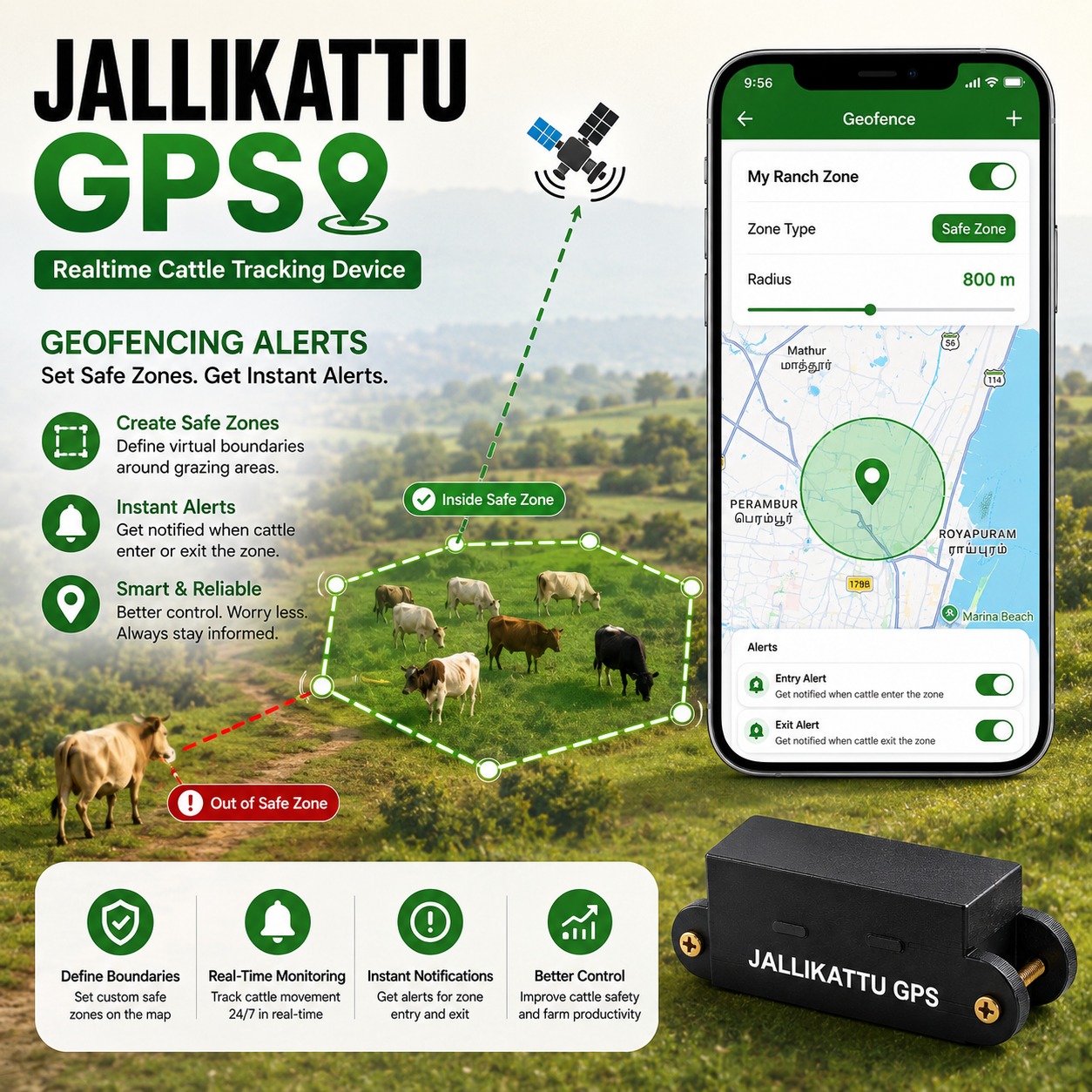 Jallikattu GPS Tracker For Cow, Bull, Buffalo, Ship, Horse or any Livestock